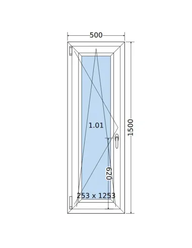 Okno PCV 50 x 150 cm Rozwierno-Uchylne Trzyszybowe Salamander BluEvolution 82