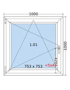 Okno PCV 100 x 100 cm Rozwierno-Uchylne Trzyszybowe Salamander BluEvolution 82 2