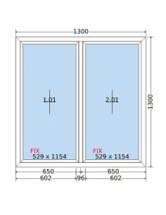 Okno PCV 130 x 130 cm FIX-FIX (Stałe) Trzyszybowe Salamander BluEvolution 82 2
