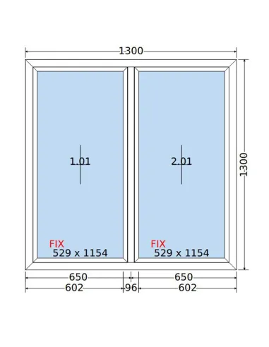Okno PCV 130 x 130 cm FIX-FIX (Stałe) Trzyszybowe Salamander BluEvolution 82