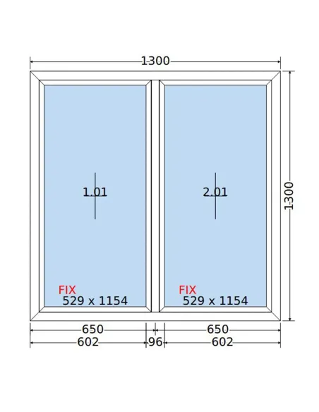 Okno PCV 130 x 130 cm FIX-FIX (Stałe) Trzyszybowe Salamander BluEvolution 82