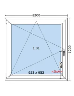 Okno PCV 120 x 120 cm Rozwierno-Uchylne Trzyszybowe Salamander BluEvolution 82 2