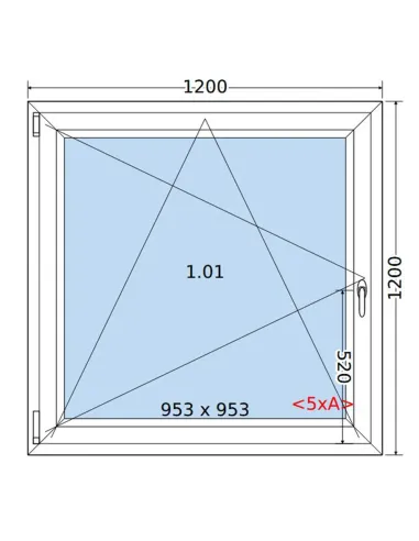 Okno PCV 120 x 120 cm Rozwierno-Uchylne Trzyszybowe Salamander BluEvolution 82