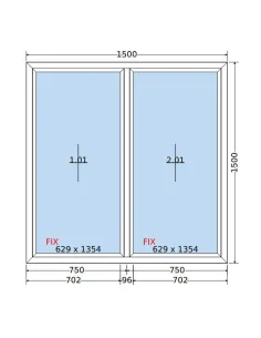 Okno PCV 150 x 150 cm FIX-FIX (Stałe) Trzyszybowe Salamander BluEvolution 82 2