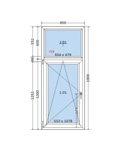 Okno PCV 80 x 190 cm FIX-Rozwierno-Uchylne Trzyszybowe Salamander BluEvolution 82 2