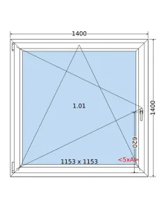 Okno PCV 140 x 140 cm Rozwierno-Uchylne Trzyszybowe Salamander BluEvolution 82 2
