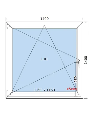 Okno PCV 140 x 140 cm Rozwierno-Uchylne Trzyszybowe Salamander BluEvolution 82