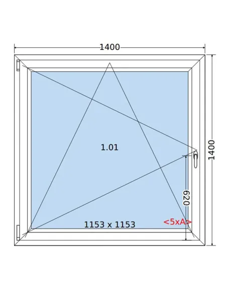 Okno PCV 140 x 140 cm Rozwierno-Uchylne Trzyszybowe Salamander BluEvolution 82
