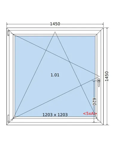 Okno PCV 145 x 145 cm Rozwierno-Uchylne Trzyszybowe Salamander BluEvolution 82