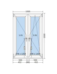 Okno PCV 100 x 150 cm Rozwierne-Rozwierno-Uchylne Trzyszybowe Salamander BluEvolution 82 2
