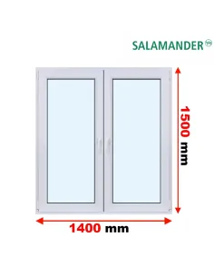 Okno PCV 140 x 150 cm Rozwierne-Rozwierno-Uchylne Trzyszybowe Salamander BluEvolution 82