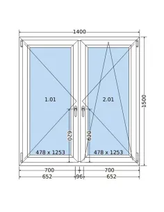 Okno PCV 140 x 150 cm Rozwierne-Rozwierno-Uchylne Trzyszybowe Salamander BluEvolution 82 2