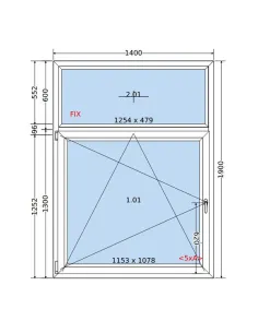 Okno PCV 140 x 190 cm FIX-Rozwierno-Uchylne Trzyszybowe Salamander BluEvolution 82 2