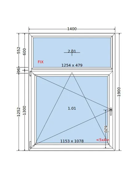 Okno PCV 140 x 190 cm FIX-Rozwierno-Uchylne Trzyszybowe Salamander BluEvolution 82