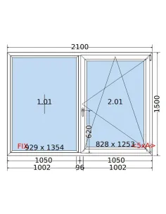 Okno PCV 210 x 150 cm FIX-Rozwierno-Uchylne Trzyszybowe Salamander BluEvolution 82 2