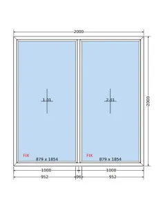 Okno PCV 200 x 200 cm FIX-FIX (Stałe) Trzyszybowe Salamander BluEvolution 82 2