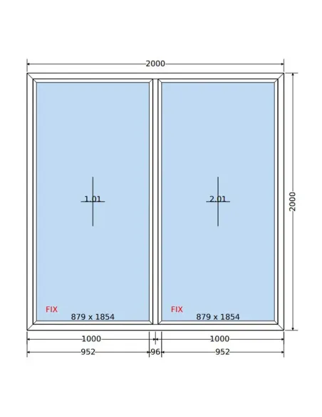 Okno PCV 200 x 200 cm FIX-FIX (Stałe) Trzyszybowe Salamander BluEvolution 82