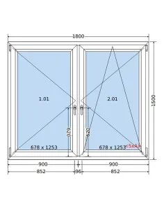 Okno PCV 180 x 150 cm Rozwierne-Rozwierno-Uchylne Trzyszybowe Salamander BluEvolution 82 2
