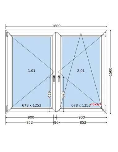 Okno PCV 180 x 150 cm Rozwierne-Rozwierno-Uchylne Trzyszybowe Salamander BluEvolution 82