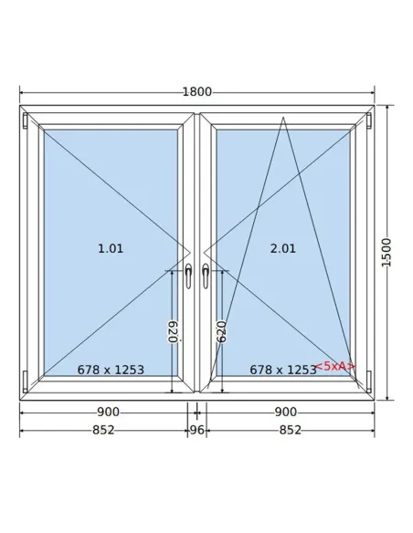 Okno PCV 180 x 150 cm Rozwierne-Rozwierno-Uchylne Trzyszybowe Salamander BluEvolution 82