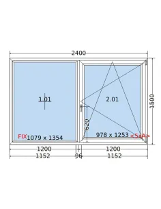 Okno PCV 240 x 150 cm FIX-Rozwierno-Uchylne Trzyszybowe Salamander BluEvolution 82 2