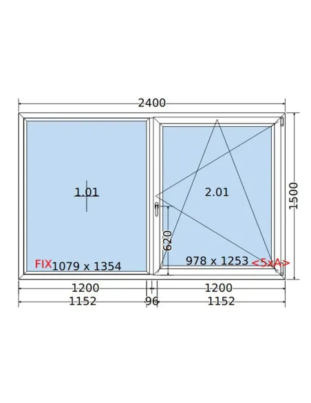 Okno PCV 240 x 150 cm FIX-Rozwierno-Uchylne Trzyszybowe Salamander BluEvolution 82