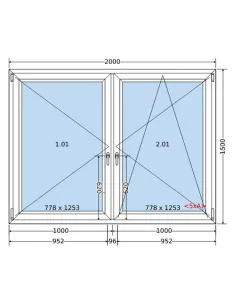 Okno PCV 200 x 150 cm Rozwierne-Rozwierno-Uchylne Trzyszybowe Salamander BluEvolution 82 2