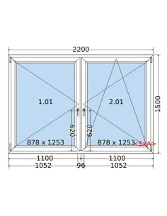 Okno PCV 220 x 150 cm Rozwierne-Rozwierno-Uchylne Trzyszybowe Salamander BluEvolution 82 2