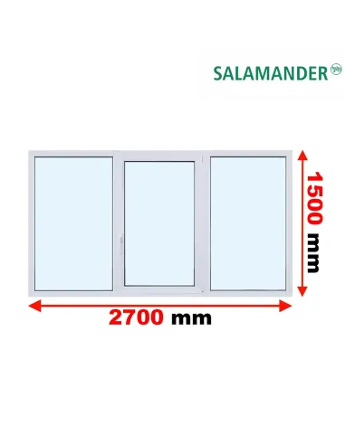 Okno PCV 270 x 150 cm FIX-Rozwierno-Uchylne-FIX Trzyszybowe Salamander BluEvolution 82
