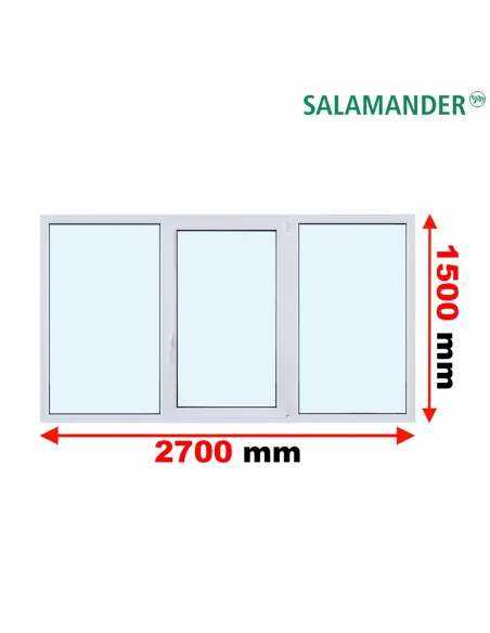 Okno PCV 270 x 150 cm FIX-Rozwierno-Uchylne-FIX Trzyszybowe Salamander BluEvolution 82
