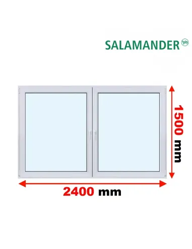 Okno PCV 240 x 150 cm Rozwierne-Rozwierno-Uchylne Trzyszybowe Salamander BluEvolution 82