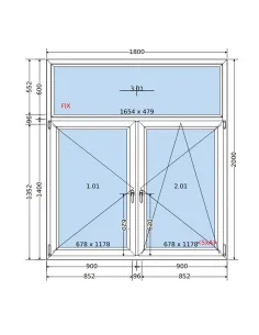 Okno PCV 180 x 200 cm FIX-Rozwierne-Rozwierno-Uchylne Trzyszybowe Salamander BluEvolution 82 2
