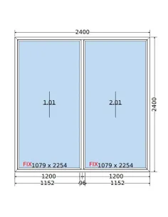 Okno PCV 240 x 240 cm FIX-FIX (Stałe) Trzyszybowe Salamander BluEvolution 82 2
