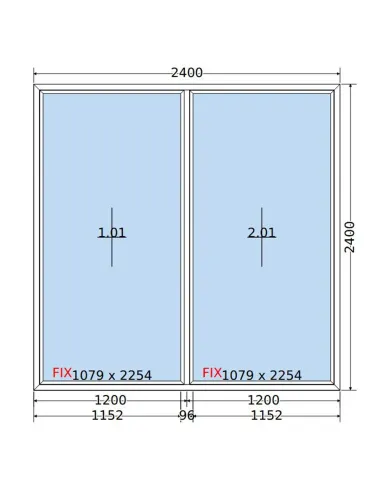 Okno PCV 240 x 240 cm FIX-FIX (Stałe) Trzyszybowe Salamander BluEvolution 82