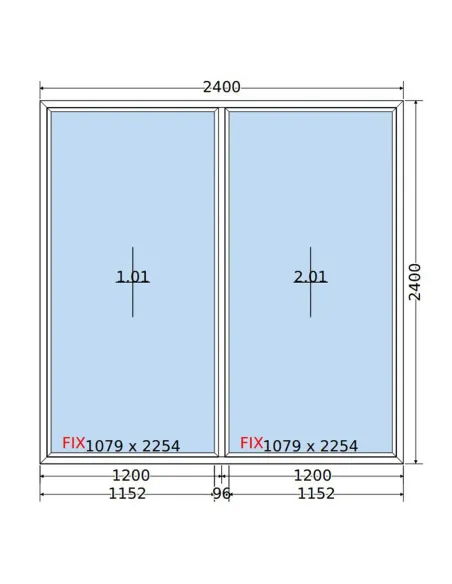 Okno PCV 240 x 240 cm FIX-FIX (Stałe) Trzyszybowe Salamander BluEvolution 82