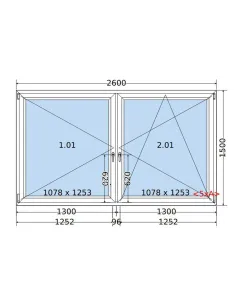 Okno PCV 260 x 150 cm Rozwierne-Rozwierno-Uchylne Trzyszybowe Salamander BluEvolution 82 2