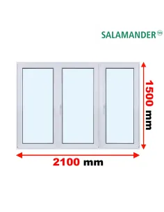 Okno PCV 210 x 150 cm Rozwierne-Rozwierno-Uchylne-Rozwierne Trzyszybowe Salamander BluEvolution 82