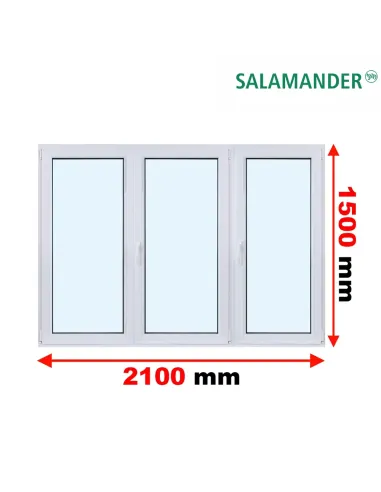 Okno PCV 210 x 150 cm Rozwierne-Rozwierno-Uchylne-Rozwierne Trzyszybowe Salamander BluEvolution 82