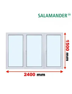 Okno PCV 240 x 150 cm Rozwierne-Rozwierno-Uchylne-Rozwierne Trzyszybowe Salamander BluEvolution 82