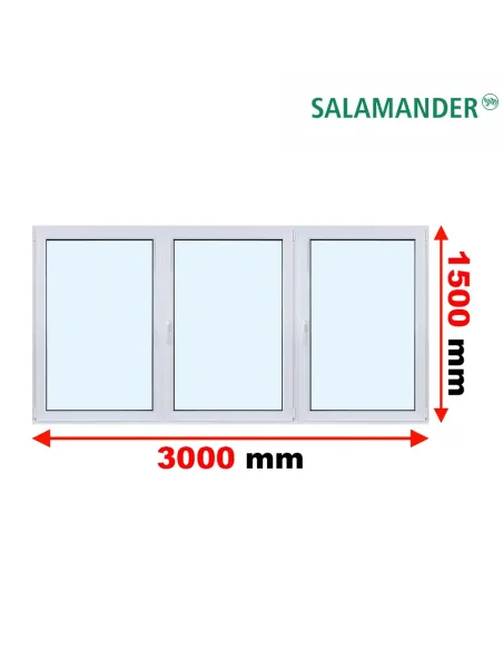 Okno PCV 300 x 150 cm Rozwierne-Rozwierno-Uchylne-Rozwierne Trzyszybowe Salamander BluEvolution 82