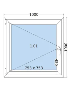 Okno PCV 100 x 100 cm Rozwierne Trzyszybowe Salamander BluEvolution 82 2