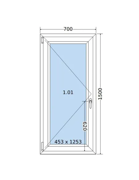 Okno PCV 70 x 150 cm Rozwierne Trzyszybowe Salamander BluEvolution 82