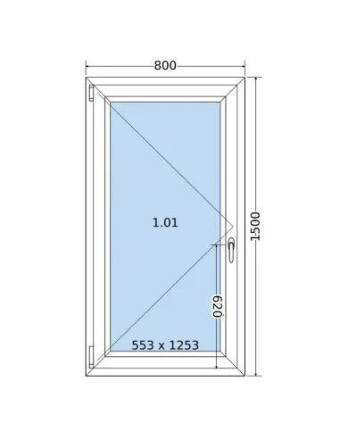 Okno PCV 80 x 150 cm Rozwierne Trzyszybowe Salamander BluEvolution 82