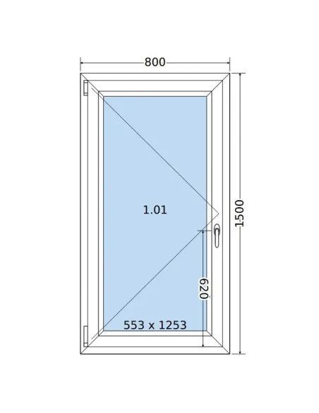 Okno PCV 80 x 150 cm Rozwierne Trzyszybowe Salamander BluEvolution 82