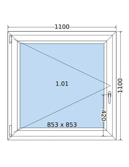 Okno PCV 110 x 110 cm Rozwierne Trzyszybowe Salamander BluEvolution 82