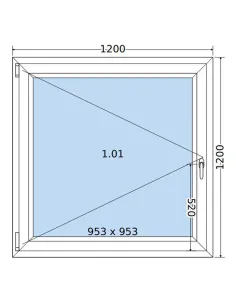 Okno PCV 120 x 120 cm Uchylne Trzyszybowe Salamander BluEvolution 82 2
