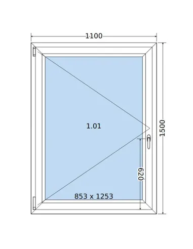 Okno PCV 110 x 150 cm Rozwierne Trzyszybowe Salamander BluEvolution 82