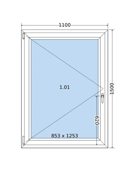 Okno PCV 110 x 150 cm Rozwierne Trzyszybowe Salamander BluEvolution 82