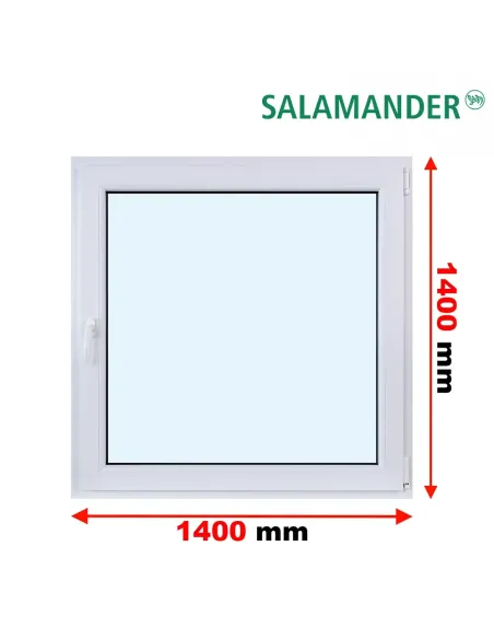 Okno PCV 140 x 140 cm Rozwierne Trzyszybowe Salamander BluEvolution 82