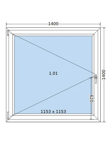 Okno PCV 140 x 140 cm Rozwierne Trzyszybowe Salamander BluEvolution 82